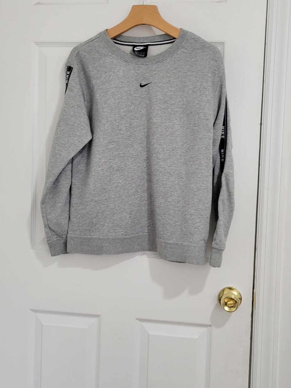 Nike Light Grey Crewneck Sweatshirt with Black Swoosh